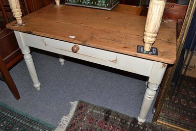 Lot 762 - A pine kitchen table with frieze drawers