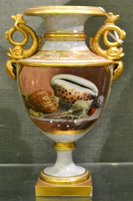 Lot 13 - A Barr, Flight & Barr Worcester Porcelain Urn Shaped Vase, circa 1810, with dolphin handles and...
