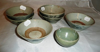Lot 9 - A Korean Koryo Dynasty tea bowl (12-13th century) and six Chinese provincial rice bowls