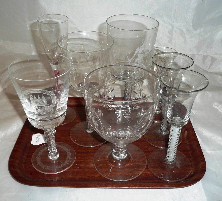 Lot 10 - Tray of assorted glass goblets and ales
