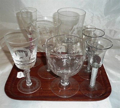Lot 10 - Tray of assorted glass goblets and ales