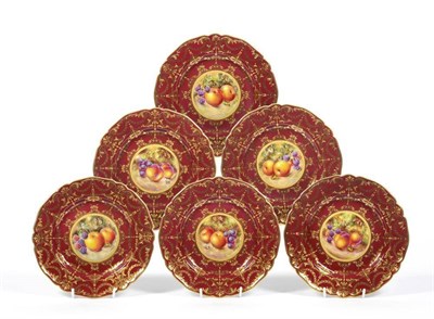 Lot 19 - A Set of Six Royal Worcester Porcelain Cabinet Plates, 20th century, painted by Bowen with...