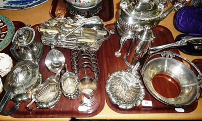 Lot 38 - Quantity of plated wares and sundry on two trays