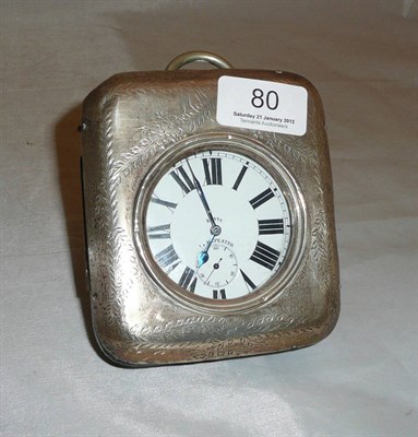 Lot 80 - A quarter repeating Goliath travelling watch in a fitted silver mounted outer case