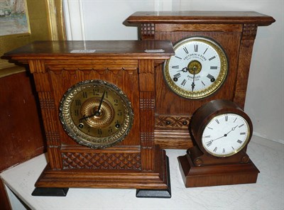 Lot 100 - An alarm mantel clock by Fattorini and Sons, Bradford, striking mantel clock and a timepiece (3)