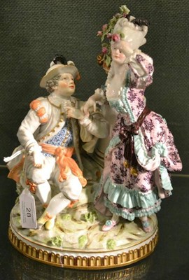 Lot 28 - A Meissen Style Porcelain Figure Group, late 19th century, as 18th century lovers before a...