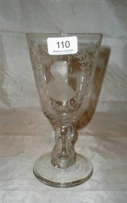 Lot 110 - An 18th Century style large glass goblet cut and etched with a portrait of Edmund Burke