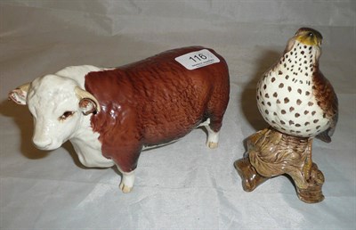 Lot 116 - A Beswick Hereford bull and a Beswick thrush