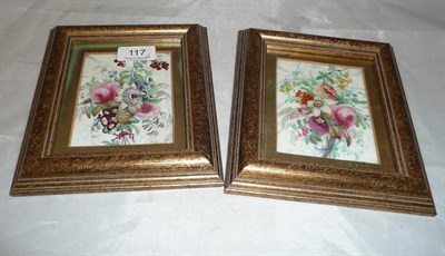 Lot 117 - A pair of flower painted porcelain plaques