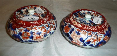 Lot 120 - Pair of Japanese Imari 'chrysanthemum' boxes and covers