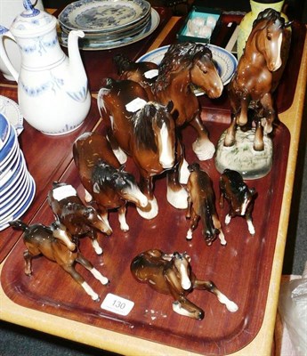 Lot 130 - Beswick including two Shire horses, Welsh cob, Shetland foal, four other foals and another...