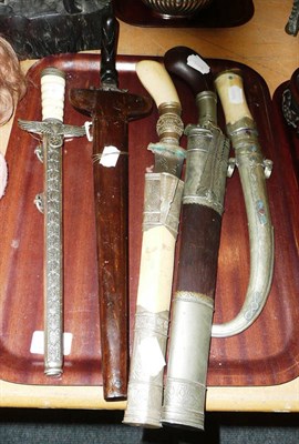 Lot 153 - A kris, three Indian daggers and a reproduction Third Reich dagger
