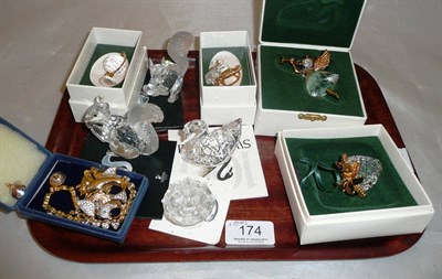 Lot 174 - A collection of Swarovski Crystal jewellery, animals and Christmas tree decorations, some boxed