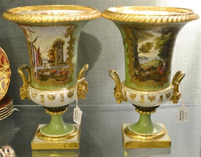 Lot 36 - A Pair of Samson of Paris Porcelain Campana Vases, 19th century, in Derby style, painted with named