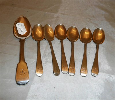 Lot 191 - A set of six George IV silver Old English pattern teaspoons, London 1822 and a fiddle pattern...