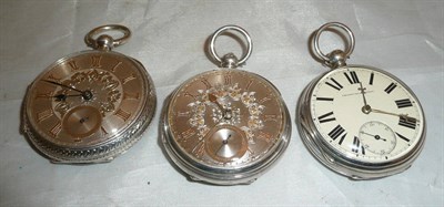 Lot 193 - Three silver open faced pocket watches