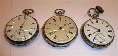 Lot 196 - A silver centre seconds pocket watch and two other silver open faced pocket watches