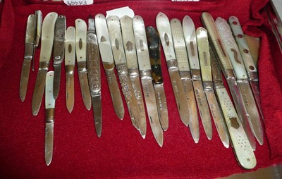 Lot 204 - Twenty two silver and mother of pearl handled fruit knives