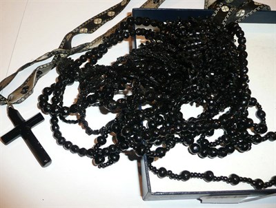 Lot 207 - A collection of jet and other necklaces