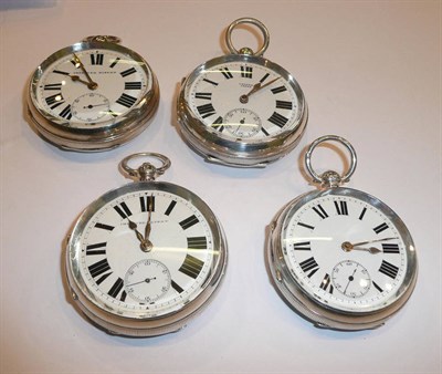 Lot 209 - Two silver Chester hallmarked pocket watches and two silver Birmingham hallmarked pocket watches