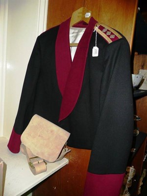 Lot 230 - An Elizabeth II Mess Dress Black Jacket, with maroon facings and cuffs, the shoulder straps...
