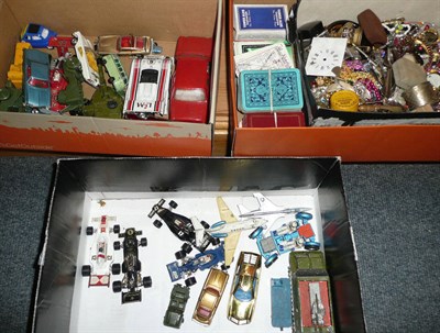 Lot 238 - Dinky toys and jewellery in two boxes