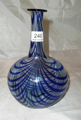 Lot 240 - An onion shaped carafe with swagged blue striations, probably Nailsea circa 1830