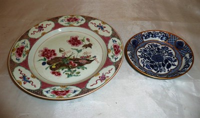 Lot 258 - A 19th century Chinese famille rose plate and saucer