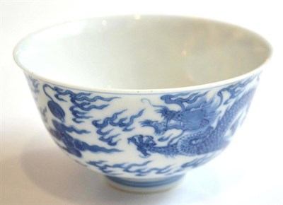 Lot 44 - A Chinese Porcelain Bowl, Kangxi reign mark and possibly of the period, painted in underglaze...