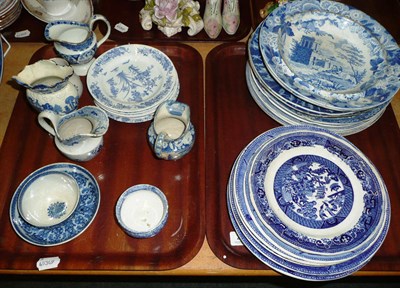 Lot 269 - Two trays of 19th century pearlware including jugs, plates, tea bowls and saucers etc