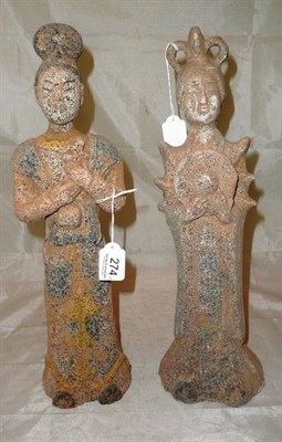 Lot 274 - A pair of Tang style figures of courtesans