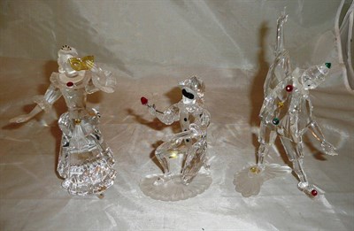 Lot 276 - Three Swarovski Annual Edition models, 1999 Masquerade Pierrot, 2000 Masquerade  Columbine and 2001