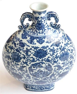 Lot 47 - A Chinese Porcelain Moon Flask, Qianlong reign mark but not of the period, with twin scroll...