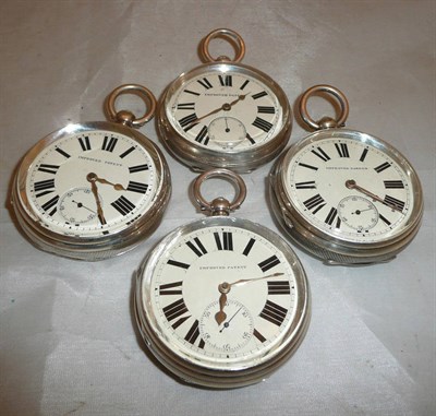 Lot 297 - Four silver open faced pocket watches, all with Chester hallmarked cases