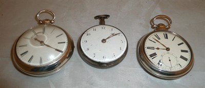 Lot 300 - A silver pair cased lever pocket watch, silver pair cased verge pocket watch and a verge pocket...