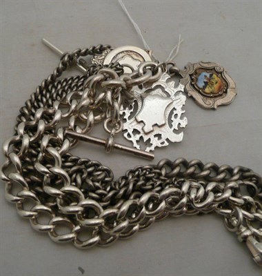 Lot 301 - Three silver curb link chains with three attached silver medallions