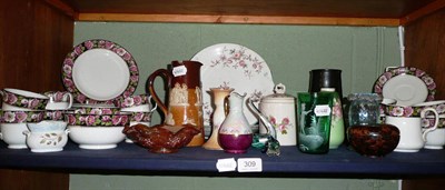 Lot 309 - A Doulton stoneware water jug, Radford tea service, Mary Gregory glass etc