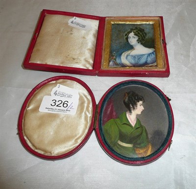 Lot 326 - Two 19th century miniature portraits of ladies