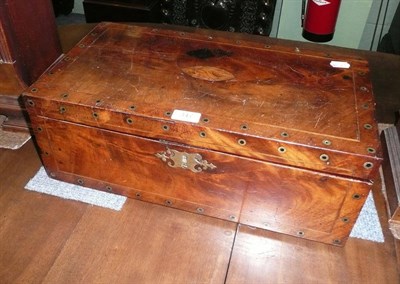 Lot 347 - A Georgian mahogany writing slope with brass inlay decoration