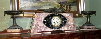 Lot 359 - Three piece clock garniture