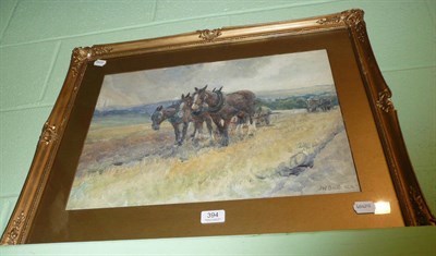 Lot 394 - Watercolour, ploughing team, James William Booth