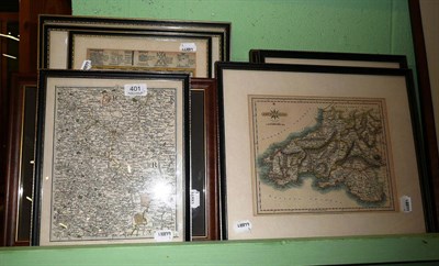 Lot 401 - Ten framed maps - Gloucestershire, Yorkshire (after Cary), South Wales, Lancashire, Cheshire,...