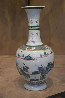 Lot 58 - A Chinese Porcelain Bottle Vase, 19th century, painted in famille verte enamels with a...