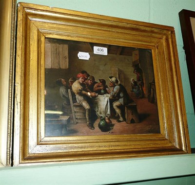 Lot 406 - After David Teniers, oil of a tavern interior