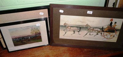 Lot 412 - * After Cecil Aldin - dog cart (print), a pair of watercolours of the Norfolk broads by C Wilkinson