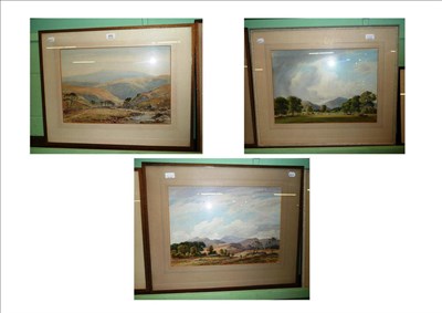 Lot 433 - Set of three framed watercolours by Percy Lancaster, 'The Three Peaks'