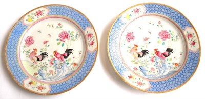 Lot 62 - A Pair of Chinese Porcelain Plates, mid 18th century, painted in famille rose enamels with...