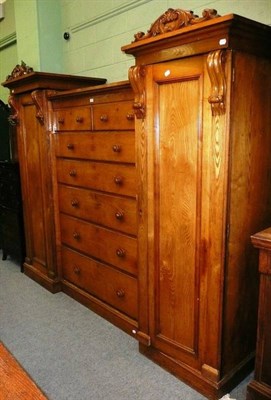 Lot 475 - Victorian ash triple wardrobe