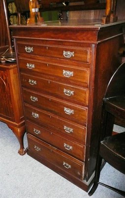 Lot 487 - * An Edwardian walnut seven drawer tall chest