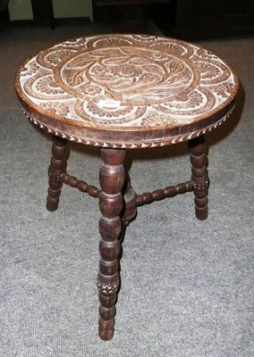 Lot 489 - * A carved oak bobbin turned table